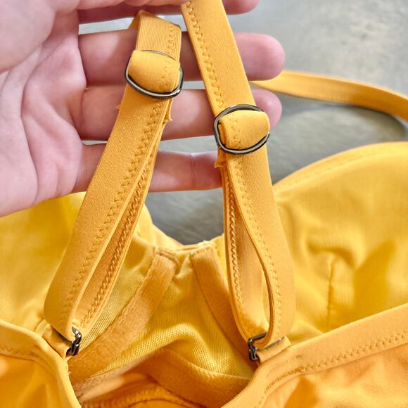 Athleta Twist Up Tankini Swim Top Strappy Mustard Yellow 32B/C - Picture 6 of 7